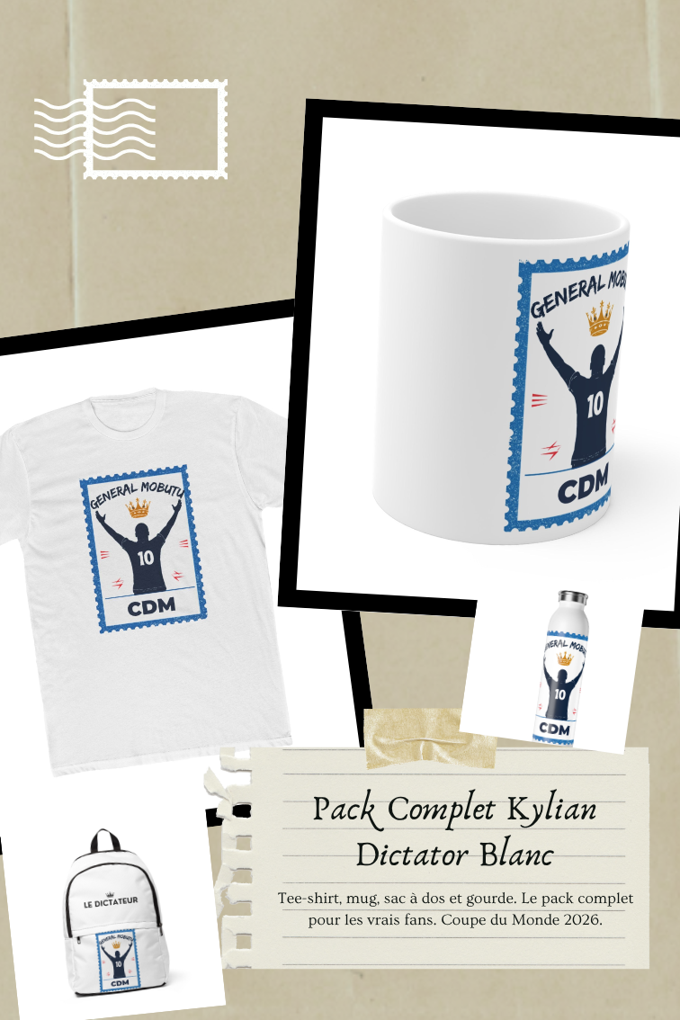 Pack Complet Kylian Dictator Blanc - tee-shirt, mug, sac a dos et gourde